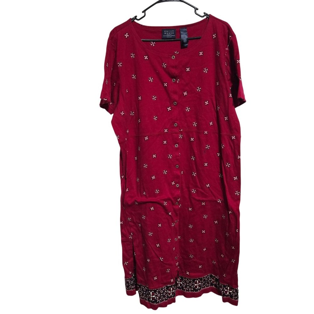 Vintage Crazy Horse Liz Claiborne T-Shirt Dress Size XXL Red Short Sleeve